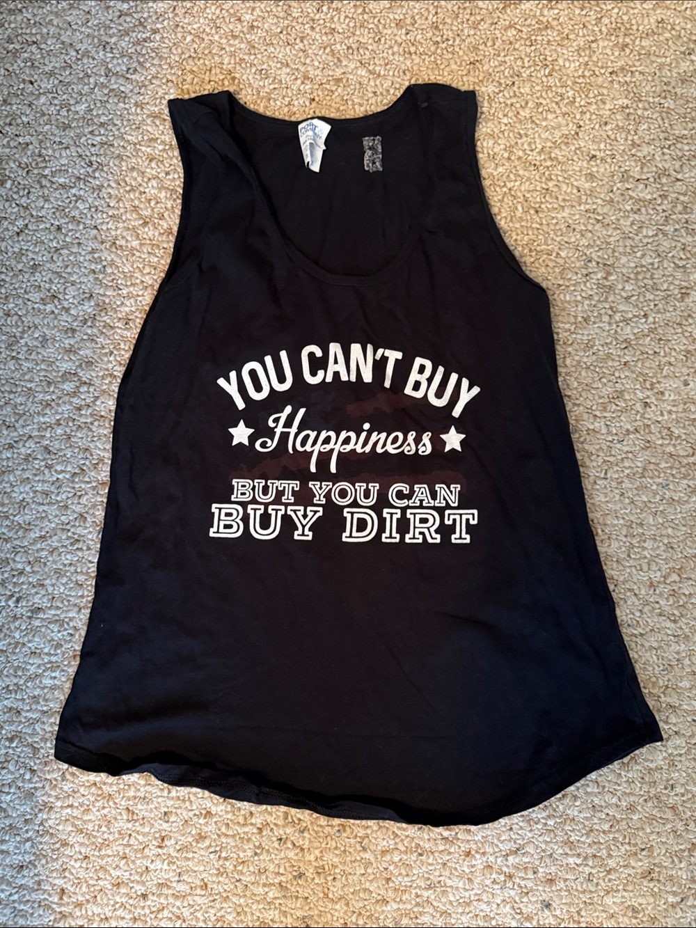 Black Graphic Tank Top - 'You Can't Buy Happiness'